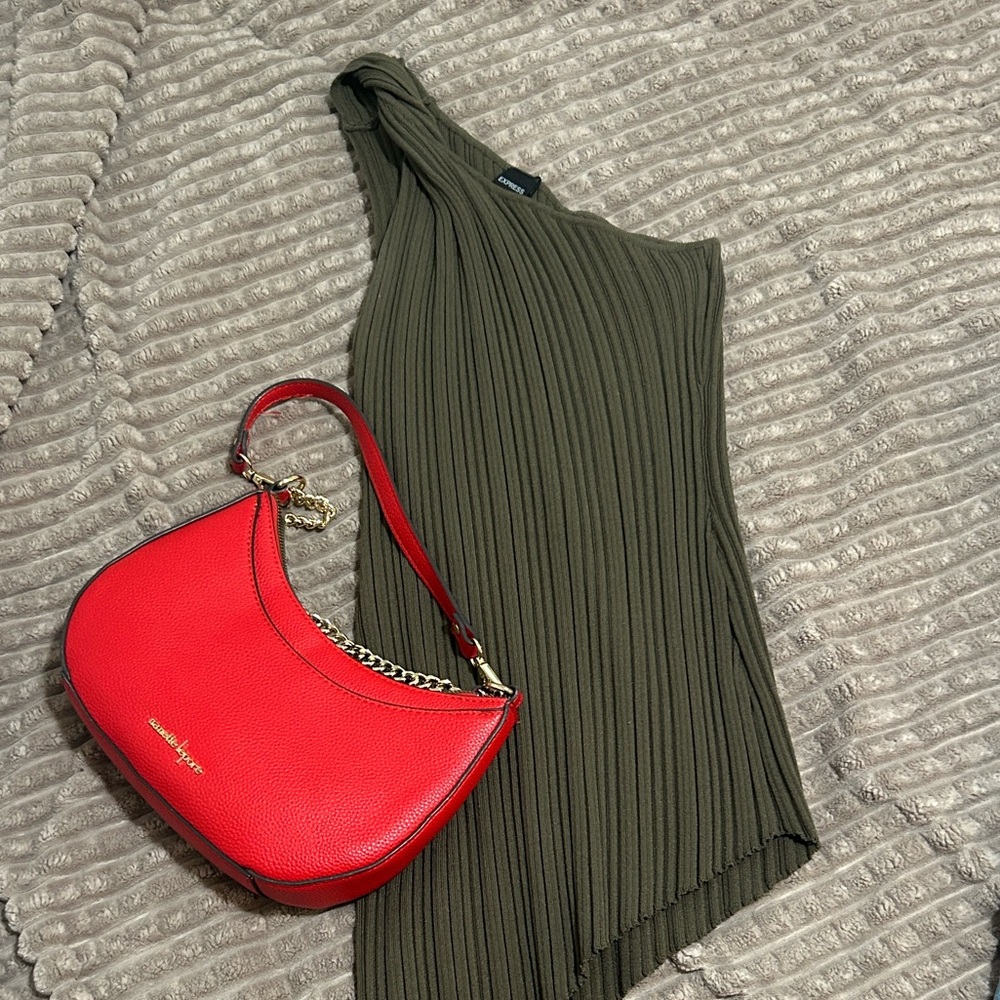 Express Olive One-Shoulder Top